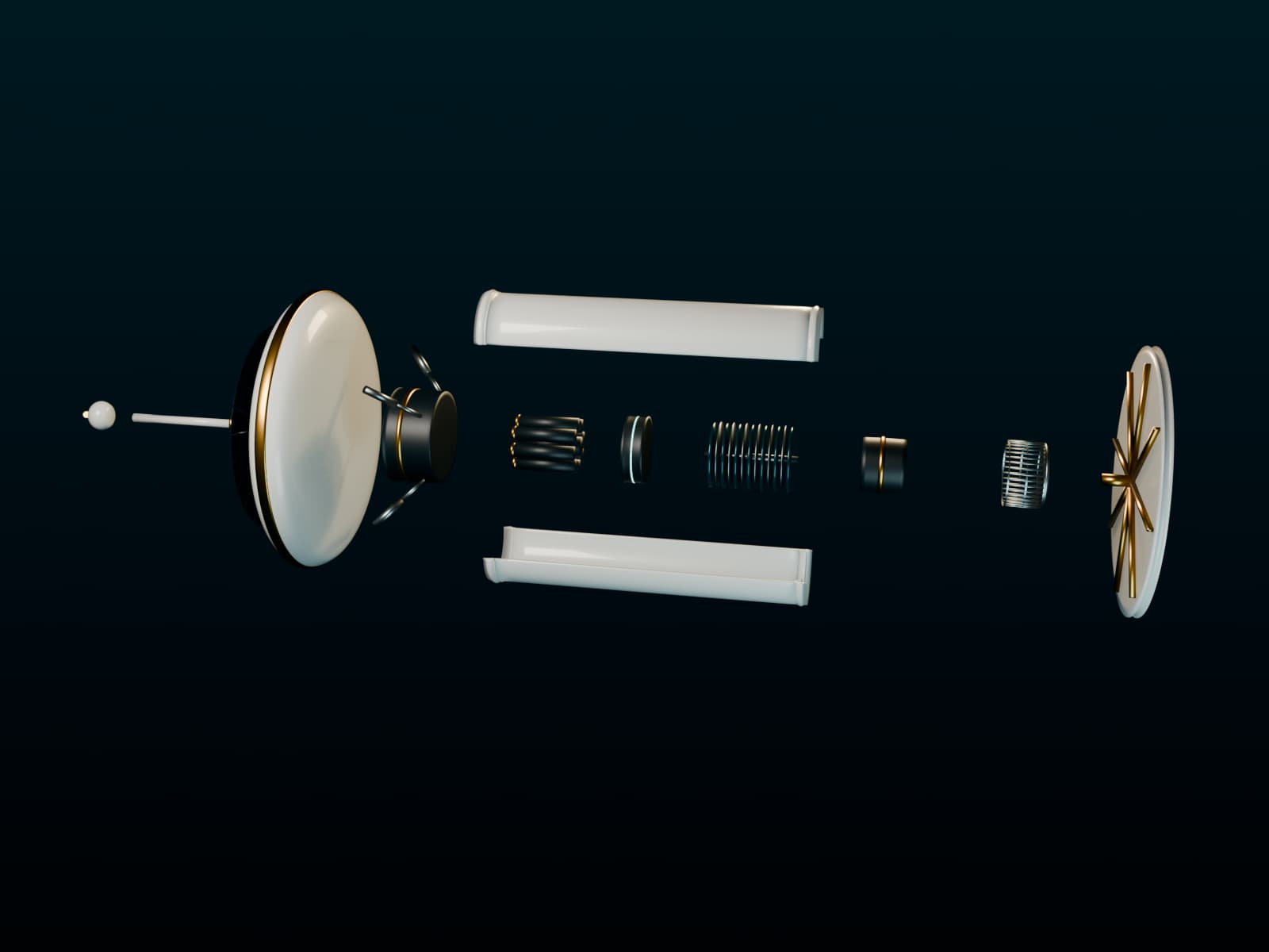 Exploded view of a Liv Fresh concept unit, with its main components separated to show how they fit together.